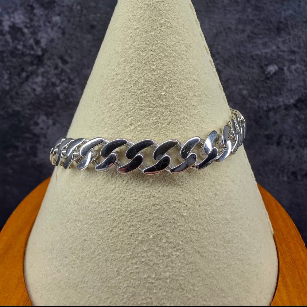 7" Hollow Monaco Cuban Bracelet – 6.8mm 925 Sterling Silver w/Rhodium Plating